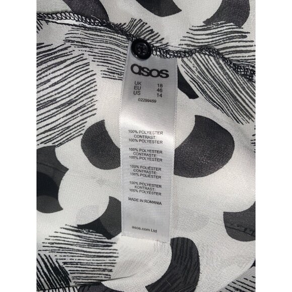 ASOS women's print top sz 14 button down black white see through - Picture 7 of 7
